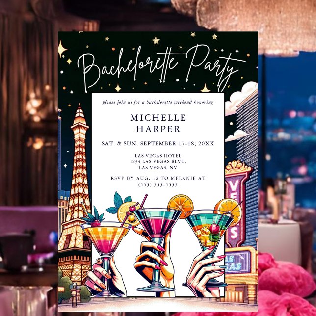 Las Vegas Themed Junggeselinnen-Abschied Einladung (Vegas Themed Bachelorette Party Invitation.)