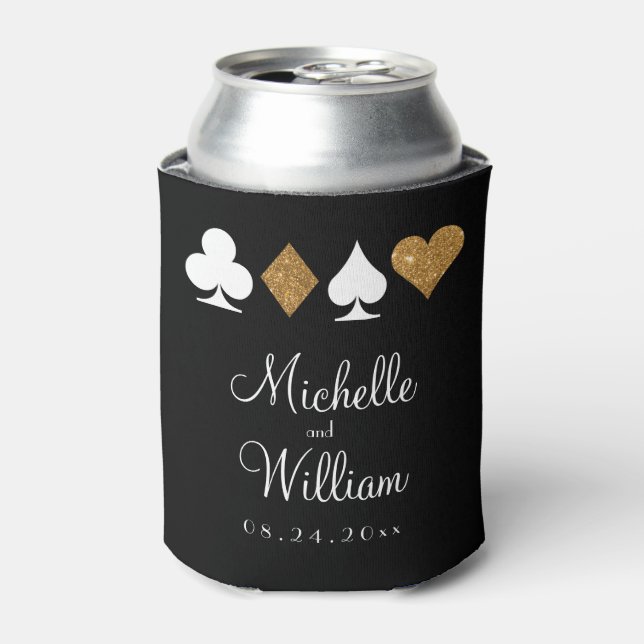 Las Vegas Themed Wedding Can Cooler Gold Black Dosenkühler (Kanne Vorderseite)