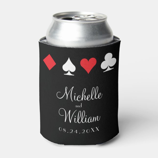 Las Vegas Themed Wedding Can Cooler Red Black Dosenkühler (Kanne Vorderseite)