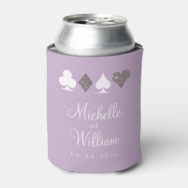 Las Vegas Themed Wedding Can Cooler Silver Lila Dosenkühler (Kanne Vorderseite)