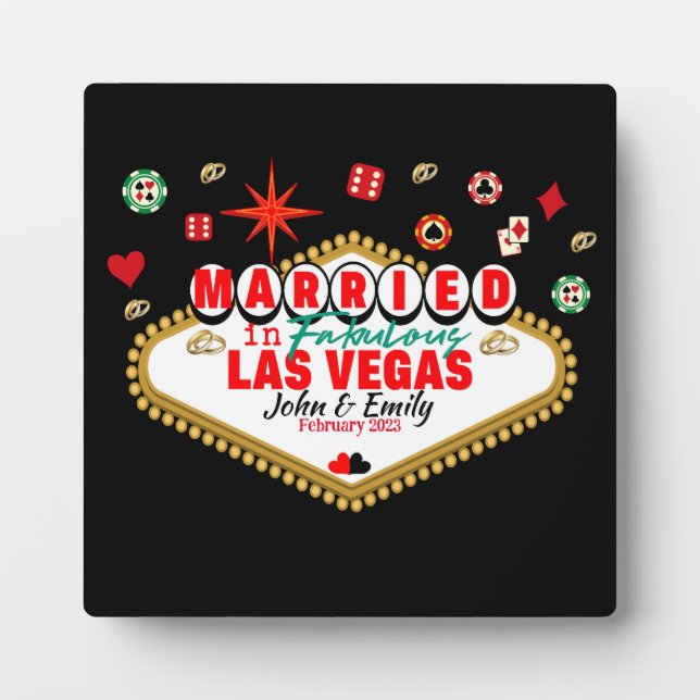 Las Vegas Verheiratetes Paar Matching Urlaub Nevad Fotoplatte (Vorderseite)