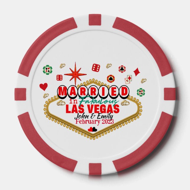 Las Vegas Verheiratetes Paar Matching Urlaub Nevad Pokerchips (Vorderseite)
