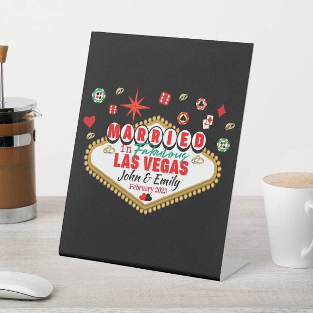 Las Vegas Verheiratetes Paar Matching Urlaub Nevad Sockelschild (In SItu)