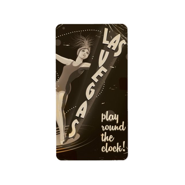 Las Vegas Vintage Reiseplakat Adressaufkleber (Vorne)