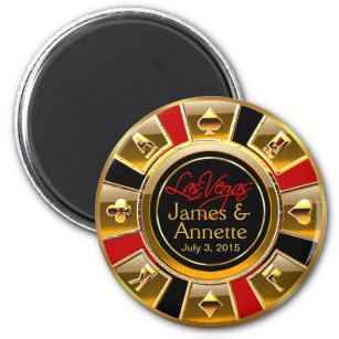 Las Vegas VIP Red Gold Black Casino Chip Gefallen  Magnet