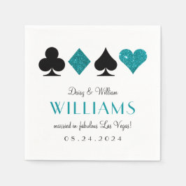Las Vegas Wedding Aquamarin und Black Cocktail Nap Serviette