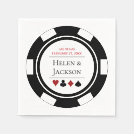 Las Vegas Wedding Black and White Poker Chip Serviette