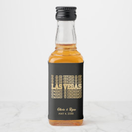 Las Vegas Wedding Black & Gold Mini Alkoholflaschenetikett