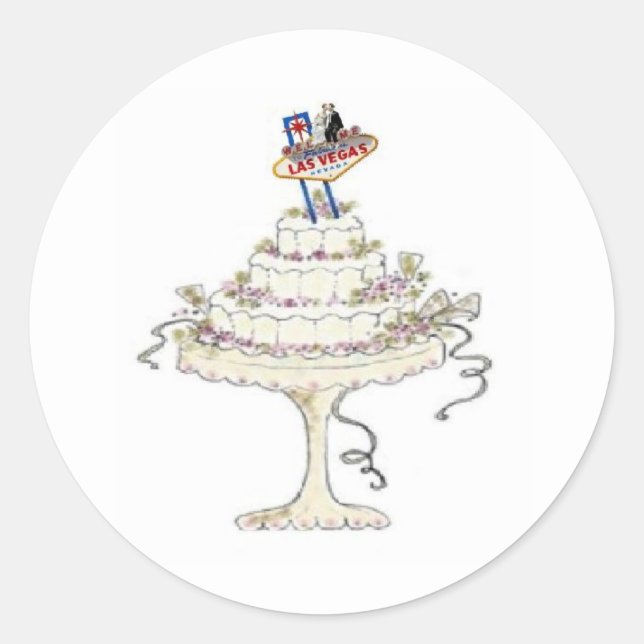 Las Vegas Wedding Cake mit Bride & Groom Aufkleber (Vorderseite)