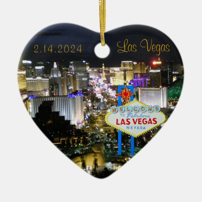 Las Vegas Wedding Date Keramik Ornament (Vorne)