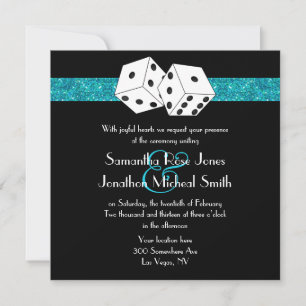 Las Vegas Wedding Dice Thema Aquamarin Blu Imitats Einladung