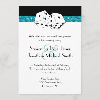 Las Vegas Wedding Dice Thema Aquamarine Imitate Gl Einladung