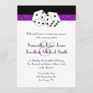 Las Vegas Wedding Dice Thema Lila Imitate Glitzer Einladung