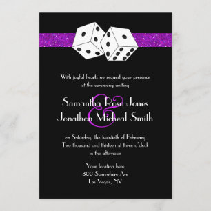 Las Vegas Wedding Dice Thema Lila Imitate Glitzer Einladung
