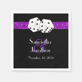 Las Vegas Wedding Dice Thema Lila Imitate Glitzer Serviette