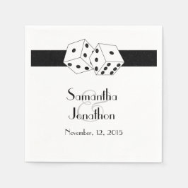 Las Vegas Wedding Dice Thema Schwarz-Weiß Serviette