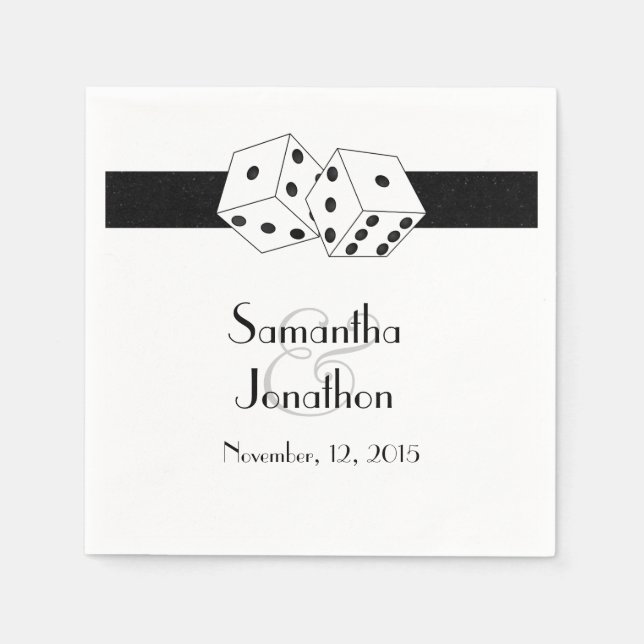 Las Vegas Wedding Dice Thema Schwarz-Weiß Serviette (Vorderseite)