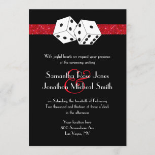 Las Vegas Wedding Dice Theme Ruby Red Imitats Glit Einladung