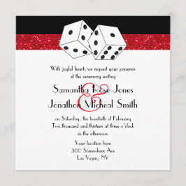 Las Vegas Wedding Dice Theme Ruby Red Imitats Glit Einladung