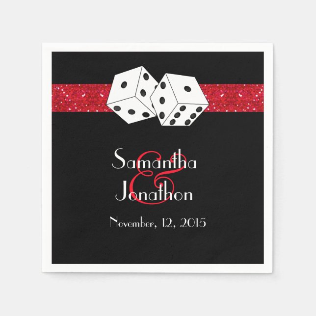 Las Vegas Wedding Dice Theme Ruby Red Imitats Glit Serviette (Vorderseite)