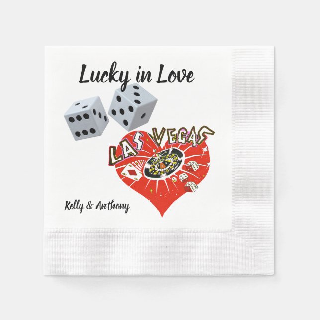 Las Vegas Wedding Dice und Red Heart Serviette (Vorderseite)