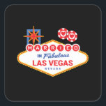Las Vegas Wedding - ein Paar Verheiratet in Las Ve Quadratischer Aufkleber<br><div class="desc">Planen Sie einen Vegas Junggeselinnen-Abschied oder heiraten Sie in Vegas? Dieses Hochzeitsdesign von Vegas ist perfekt für einen Empfang oder Flitterwochen in Vegas! Schalten Sie den Las Vegas-Streifen ein, spielen Sie im Casino oder trinken Sie einen Tag am Pool in einem Vegas Club! Features "Verheiratet in Vegas" Design mit einem...</div>