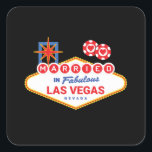 Las Vegas Wedding - ein Paar Verheiratet in Las Ve Quadratischer Aufkleber<br><div class="desc">Planen Sie einen Vegas Junggeselinnen-Abschied oder heiraten Sie in Vegas? Dieses Hochzeitsdesign von Vegas ist perfekt für einen Empfang oder Flitterwochen in Vegas! Schalten Sie den Las Vegas-Streifen ein, spielen Sie im Casino oder trinken Sie einen Tag am Pool in einem Vegas Club! Features "Verheiratet in Vegas" Design mit einem...</div>