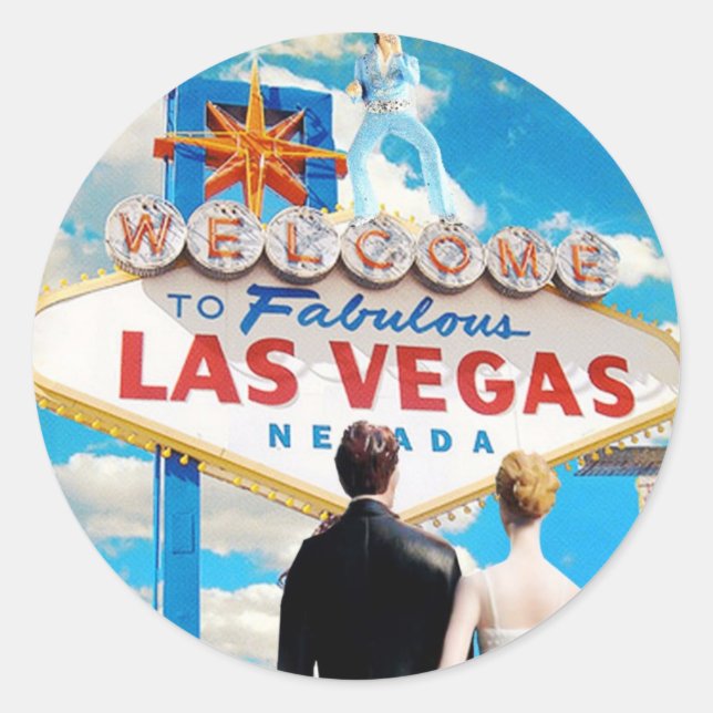 Las Vegas Wedding Einladung Runder Aufkleber (Vorderseite)