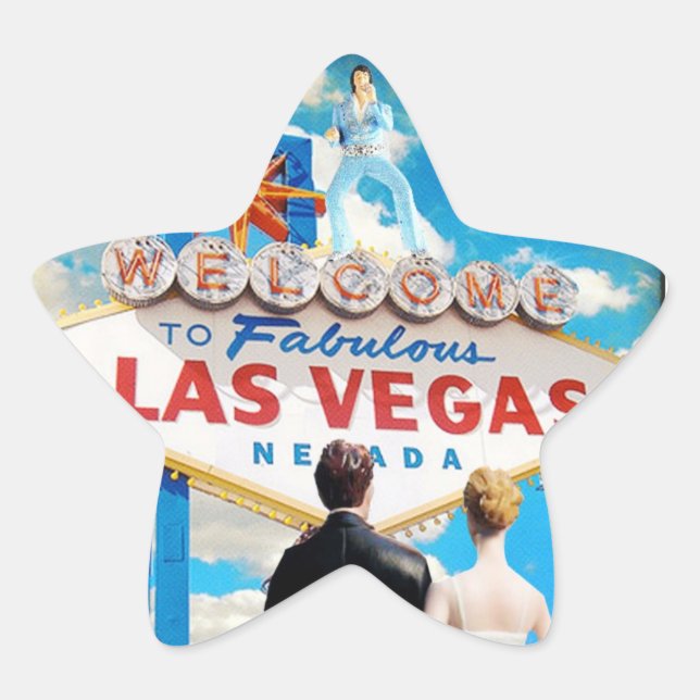 Las Vegas Wedding Einladung Stern-Aufkleber (Vorderseite)