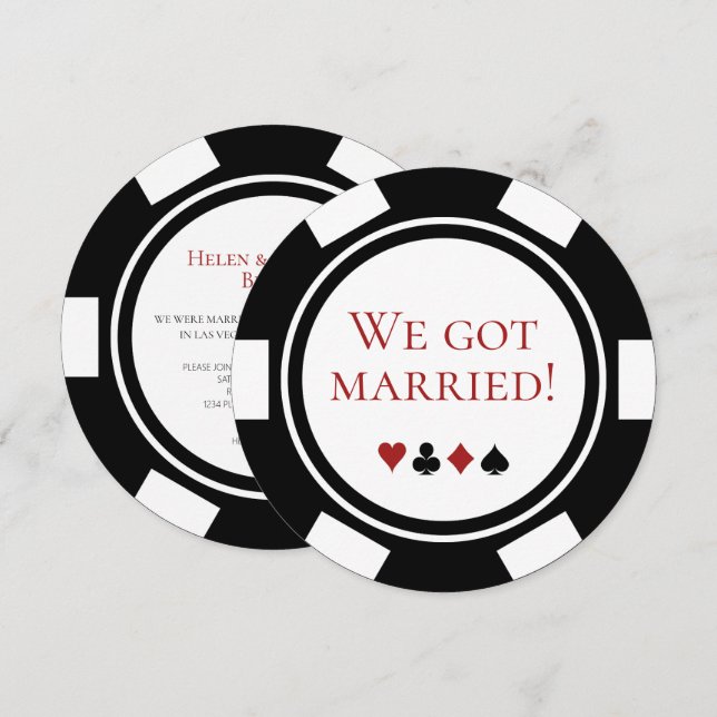 Las Vegas Wedding Elopement Ankündigung Poker (Vorne/Hinten)
