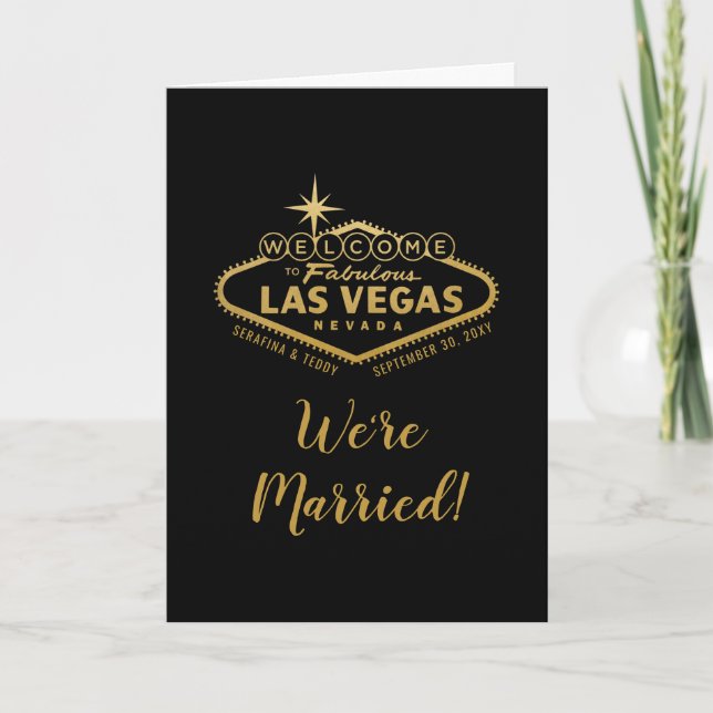 Las Vegas Wedding Folding Ankündigung Vertikal (Vorderseite)