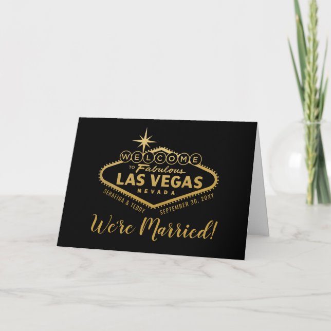 Las Vegas Wedding Folding Card - Gold Ankündigung (Vorderseite)