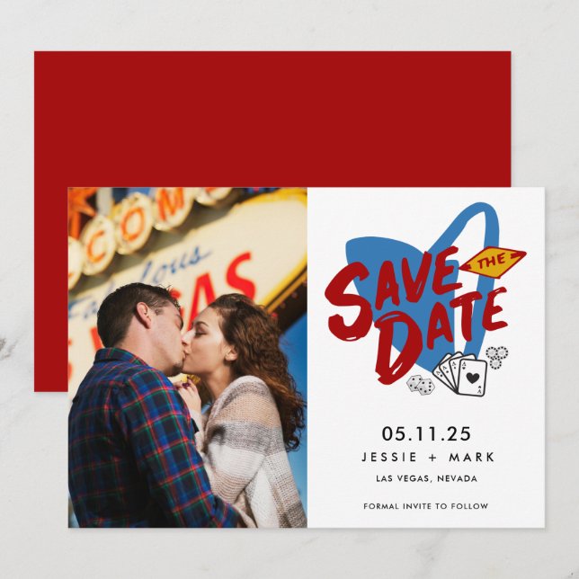Las Vegas Wedding Foto Save the Date Ankündigung (Vorne/Hinten)