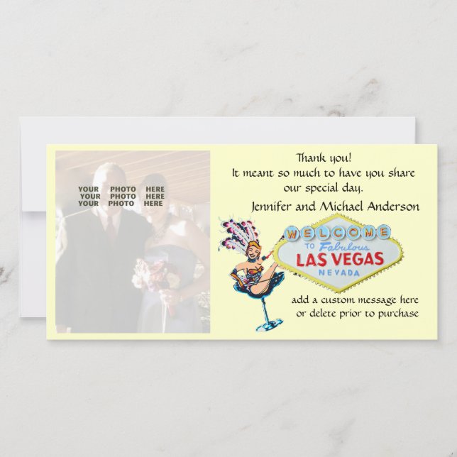 Las Vegas Wedding Foto Vielen Dank Dankeskarte (Vorderseite)