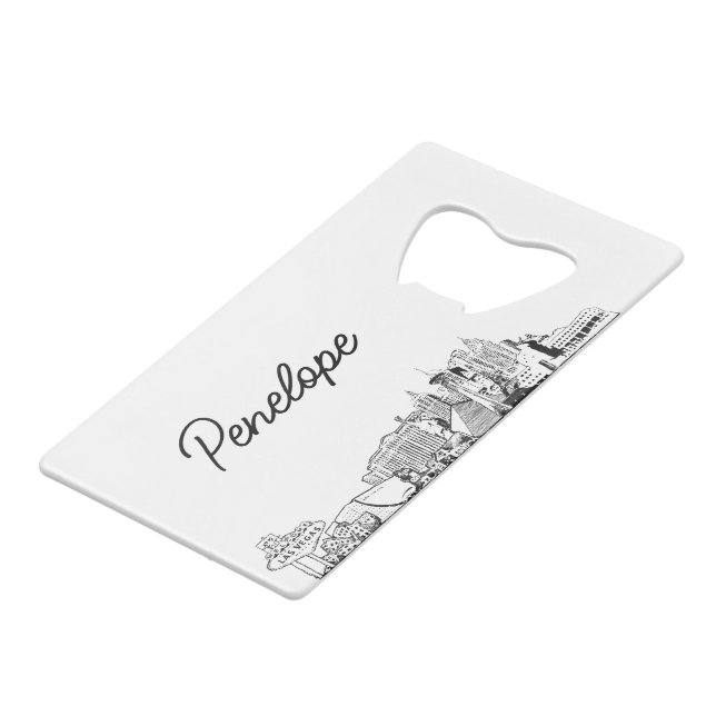 Las Vegas Wedding Geschenk Personalisiertes Flasch Geldbeutel Flaschenöffner (Rückseite Schrägansicht)
