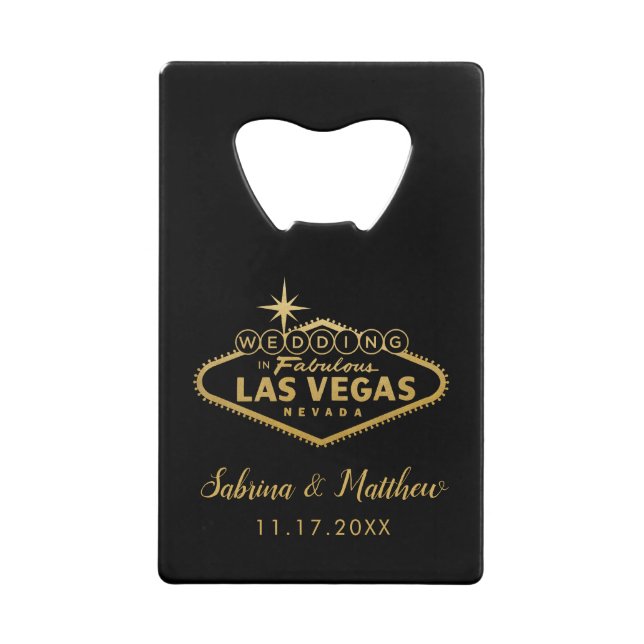 Las Vegas Wedding Gold und Black Geldbeutel Flaschenöffner (Vorderseite)