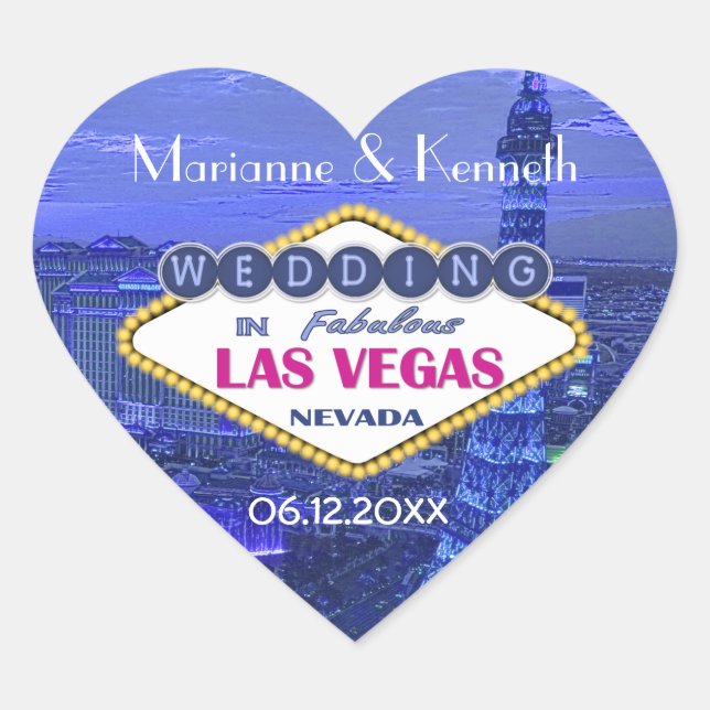 Las Vegas Wedding Herz-Aufkleber (Vorderseite)