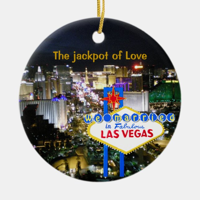 Las Vegas Wedding Jackpot Keramik Ornament (Vorne)