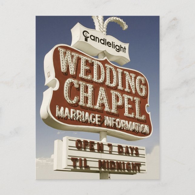 Las Vegas Wedding Kapelle Retro Postkarte (Vorderseite)