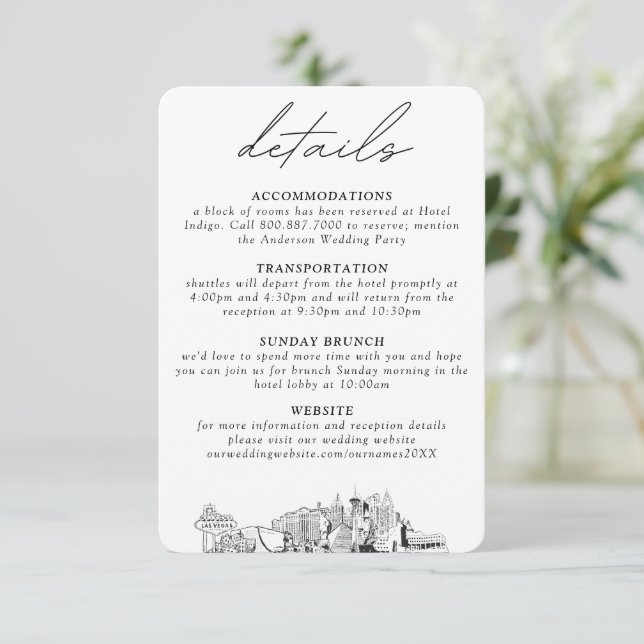 Las Vegas Wedding kleine vertikale Details Begleitkarte (Stehend Vorderseite)