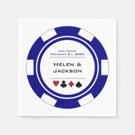 Las Vegas Wedding Navy White Poker Chip Serviette