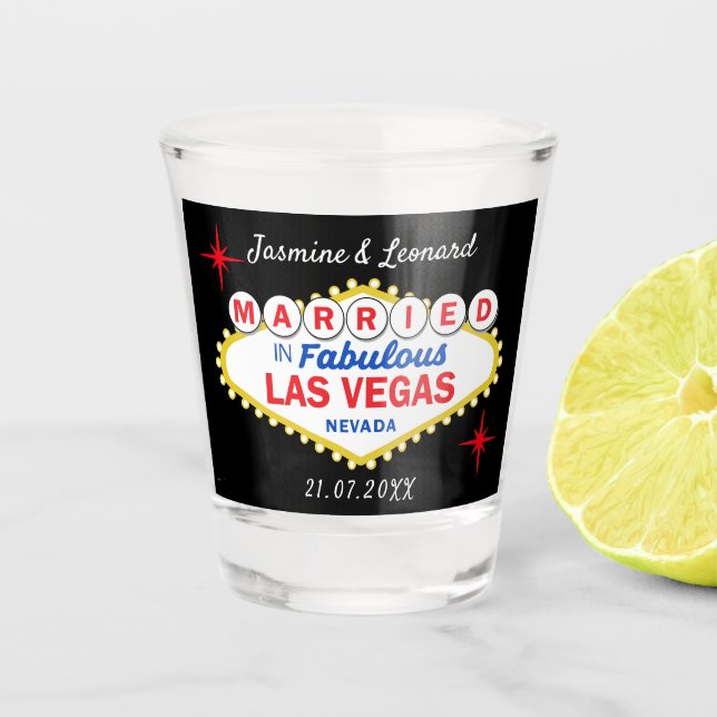 Las Vegas Wedding Party Favor Schnapsglas (Vorderseite)