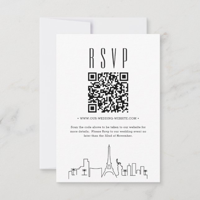 Las Vegas Wedding QR Code UAWG RSVP Karte (Vorderseite)