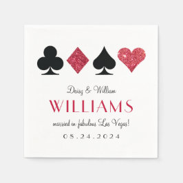 Las Vegas Wedding Red and Black Cocktail Napkin Serviette