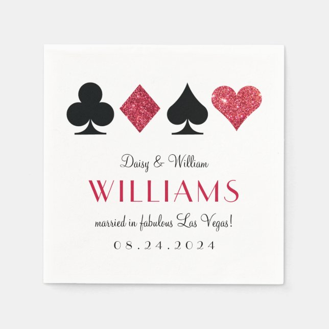 Las Vegas Wedding Red and Black Cocktail Napkin Serviette (Vorderseite)