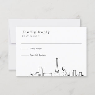 Las Vegas Wedding   Stilisierte Skyline-UAWG RSVP Karte