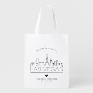 Las Vegas Wedding   Stilisierte Skyline Wiederverwendbare Einkaufstasche
