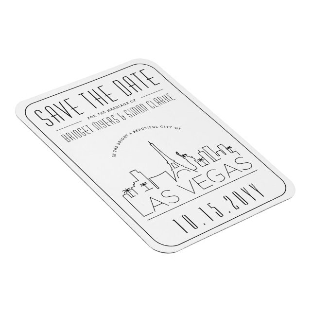 Las Vegas Wedding Stylized Skyline Save the Date Magnet (Rechte Seite)