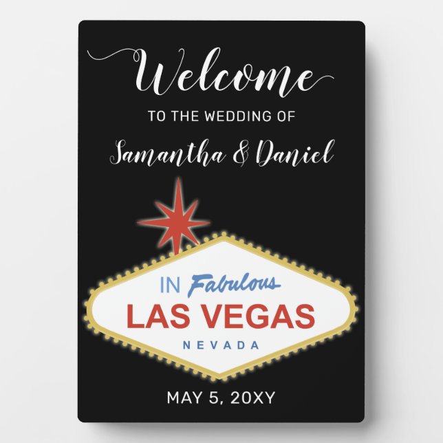 Las Vegas Wedding Welcome Sign Fotoplatte (Vorderseite)
