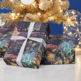 Las Vegas Weihnachten & Neues Jahr in Wasserfarben Geschenkpapier